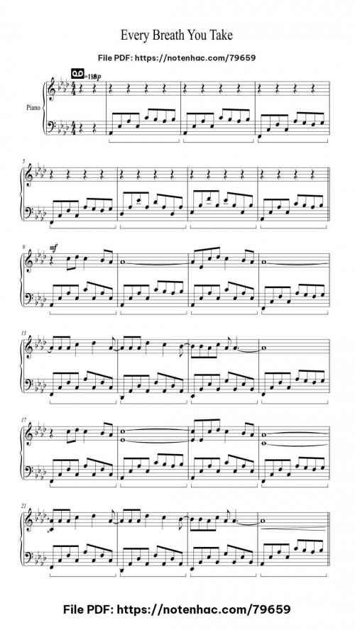 Every Breath You Take by The Police Level Intermediate 6 Every Breath You Take piano sheet music free pdf