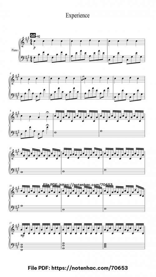 Experience piano sheet music free pdf