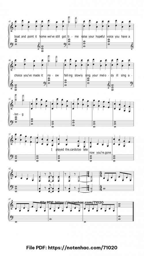 Falling Slowly piano sheet music free pdf