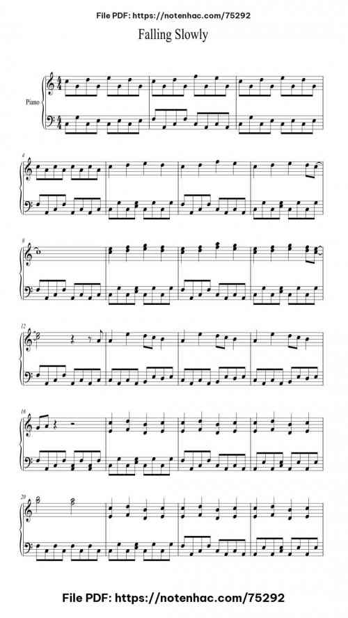 Falling Slowly piano sheet music free pdf