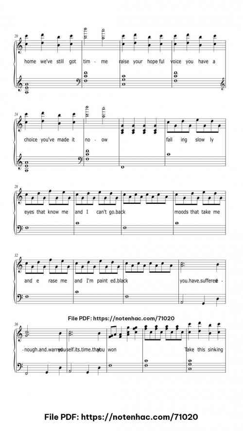 Falling Slowly piano sheet music free pdf