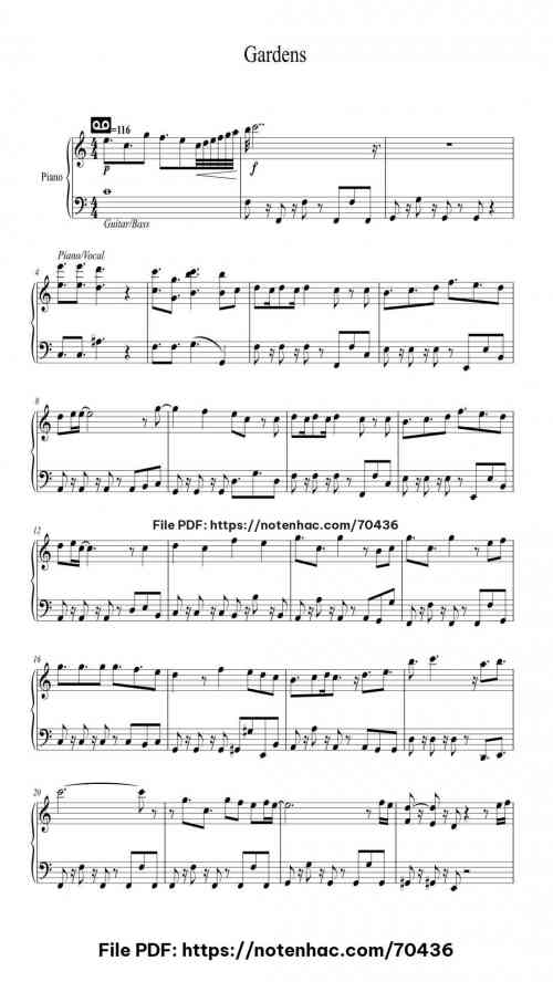 Gardens (TV Size) piano sheet music free pdf