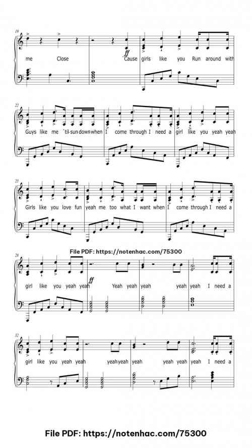 Girls Like You piano sheet music free pdf