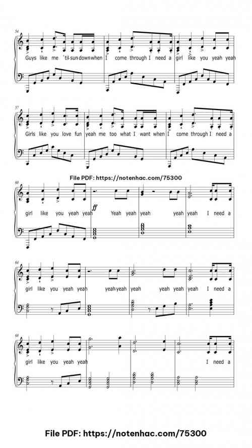 Girls Like You piano sheet music free pdf