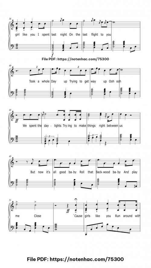 Girls Like You piano sheet music free pdf