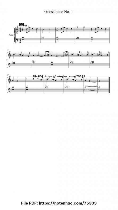 Gnossienne No. 1 by Erik Satie Level Easy