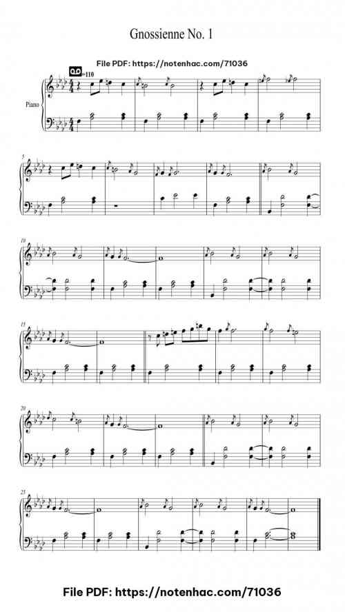 Gnossienne No. 1 by Erik Satie Level Beginner 2 Gnossienne No. 1 piano sheet music free pdf