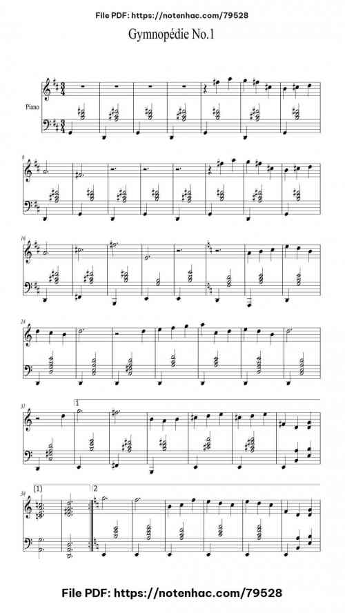 Gymnopédie No. 1 by Erik Satie Level Beginner