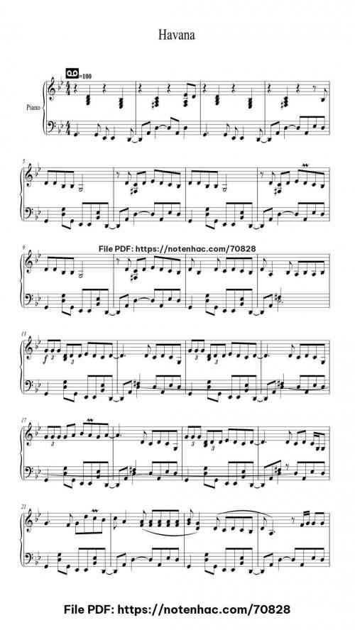 Havana piano sheet music free pdf