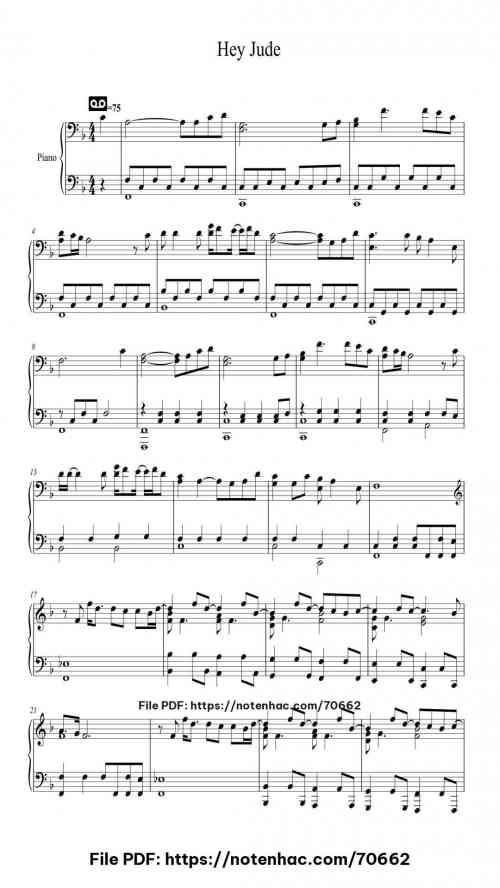 Hey Jude piano sheet music free pdf