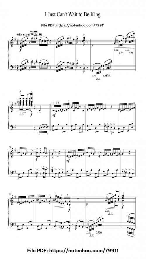 I Just Can't Wait to Be King by Elton John Level Intermediate 4 I Just Can't Wait to Be King piano sheet music free pdf