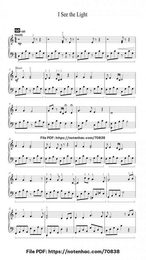 I See the Light piano sheet music free pdf