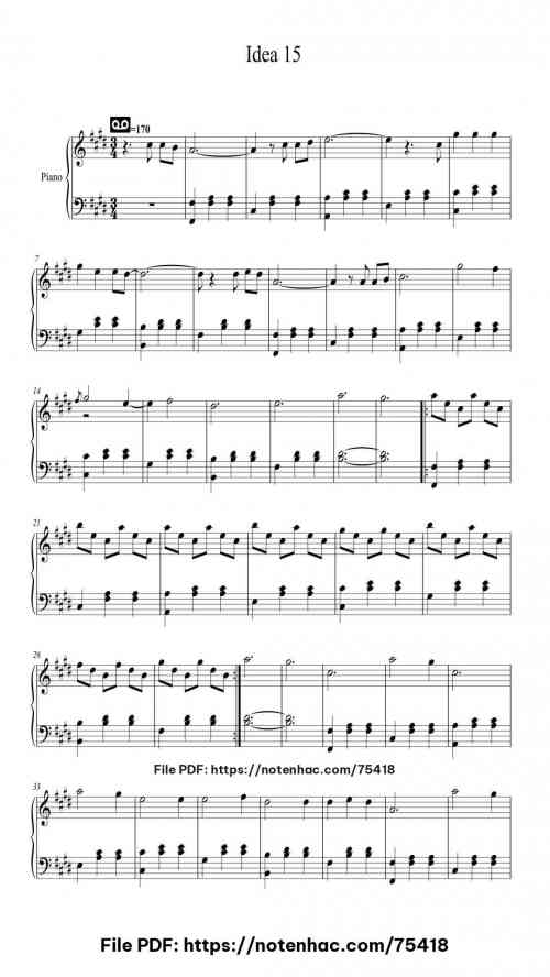 Idea 15 by Gibran Alcocer Level Intermediate 4 Idea 15 piano sheet music free pdf