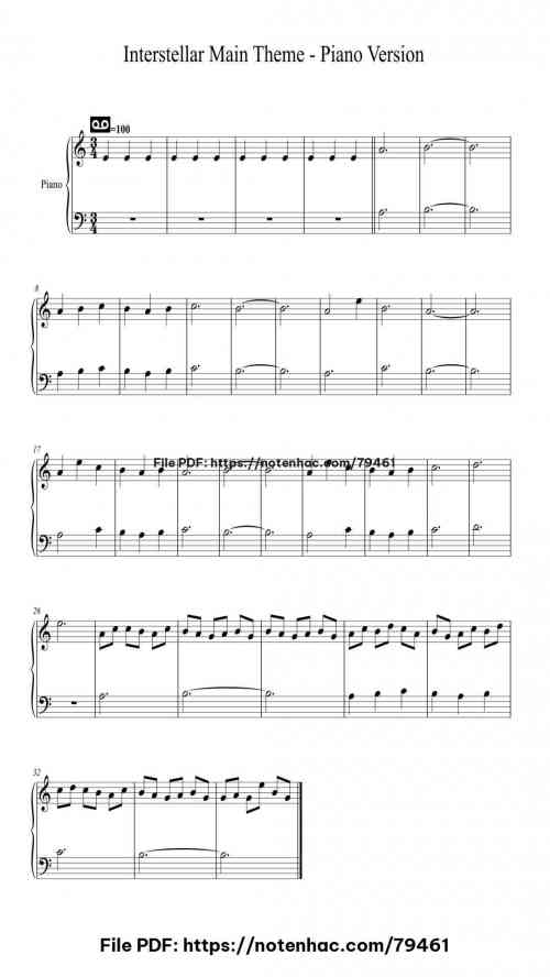 interstellar main theme piano version 1