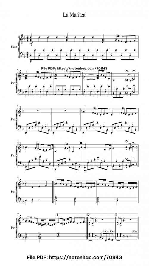 La Maritza piano sheet music free pdf