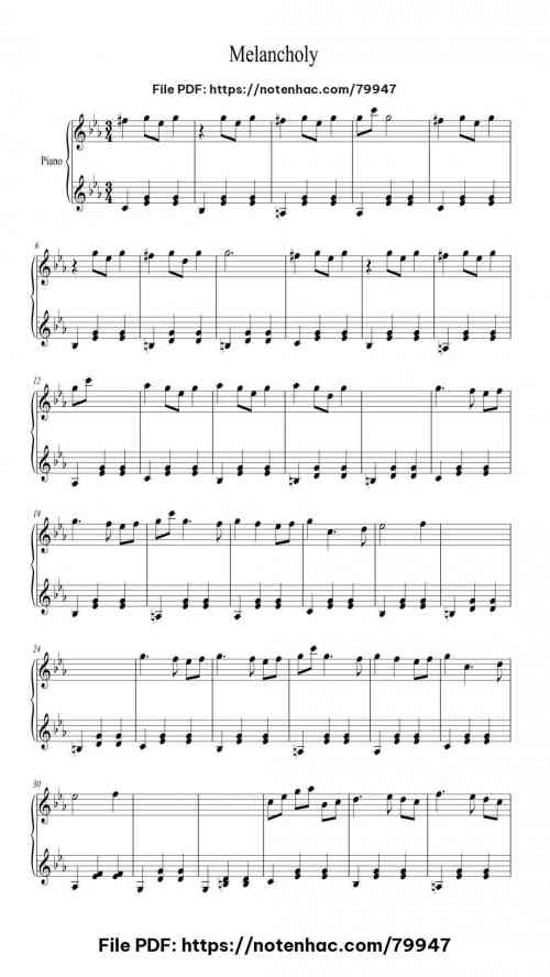 Melancholy by Vladimir Bulaev Level Beginner 5 Melancholy piano sheet music free pdf