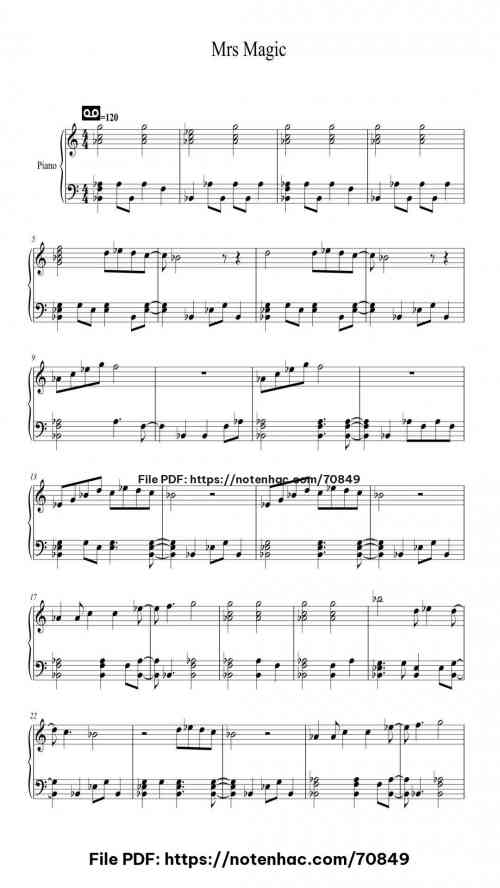 Mrs Magic piano sheet music free pdf