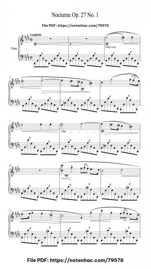 Nocturne in D-flat Major, Op. 27 No. 1 by Frédéric Chopin Level Advanced