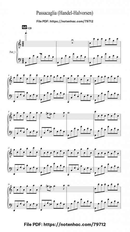 Passacaglia (Handel-Halvorsen) piano sheet music free pdf
