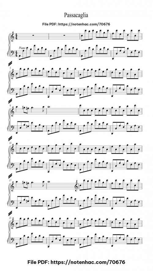 Passacaglia piano sheet music free pdf