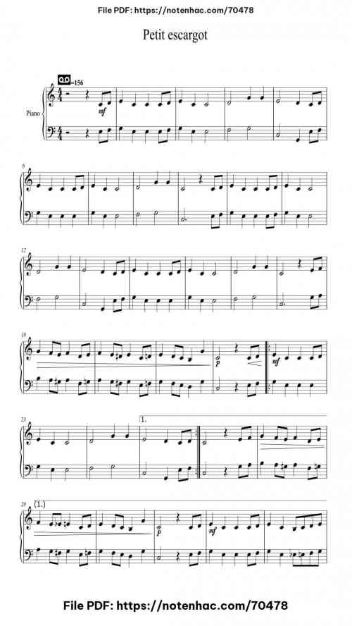 Petit escargot piano sheet music free pdf