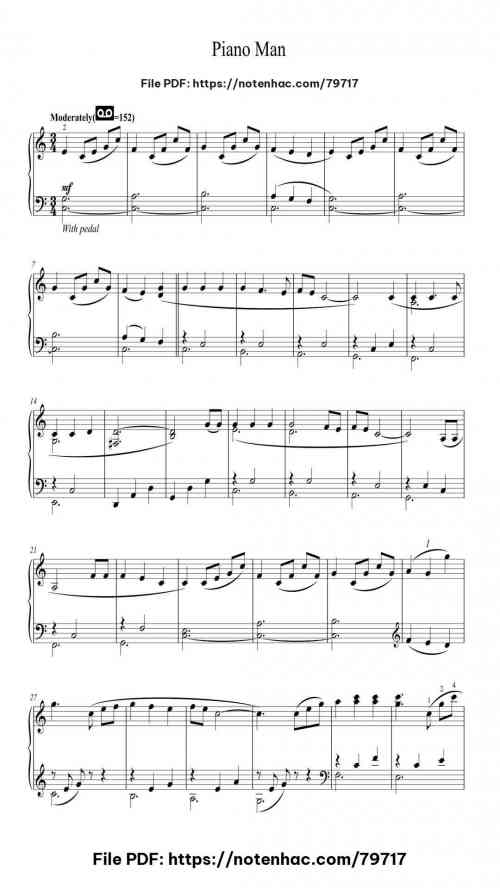 Piano Man by Billy Joel Level Beginner 4 Piano Man piano sheet music free pdf