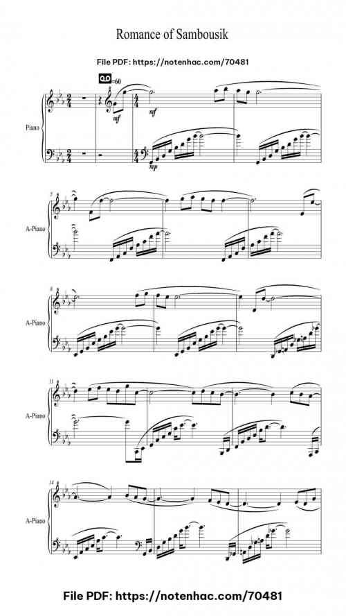 Piano Solo 65 (Romance of Sambousik) piano sheet music free pdf