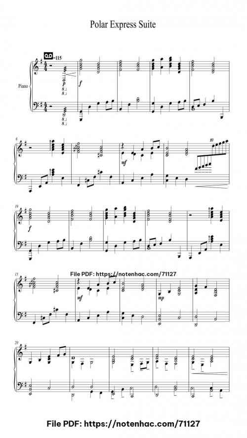 Polar Express Suite piano sheet music free pdf