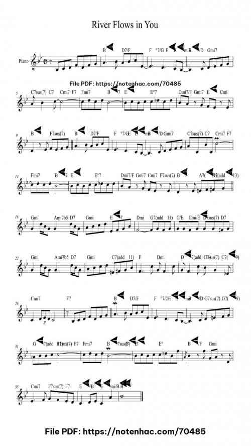 River Flows in You piano sheet music free pdf