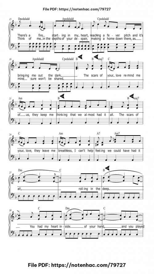 Rolling In The Deep by Adele Level Beginner 6 Rolling In The Deep piano sheet music free pdf