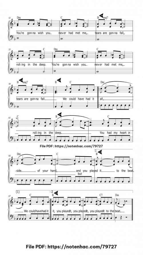 Rolling In The Deep by Adele Level Beginner 8 Rolling In The Deep piano sheet music free pdf
