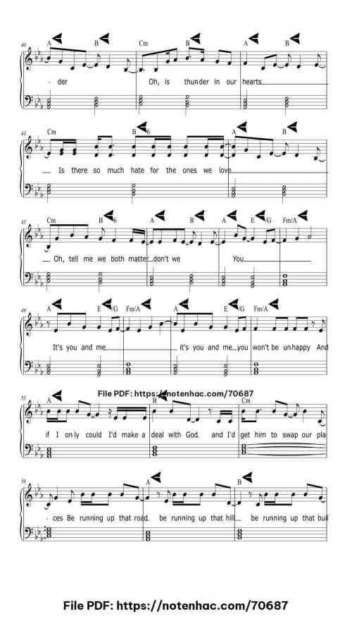 Running up that hill piano sheet music free pdf