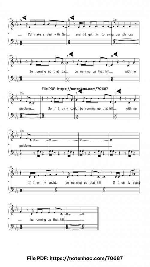 Running up that hill piano sheet music free pdf