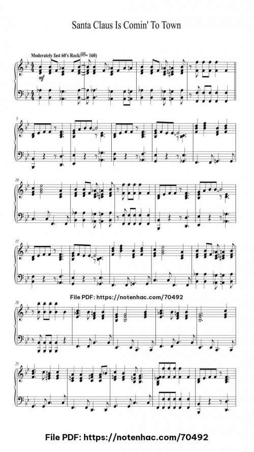 Santa Claus Is Comin' To Town piano sheet music free pdf