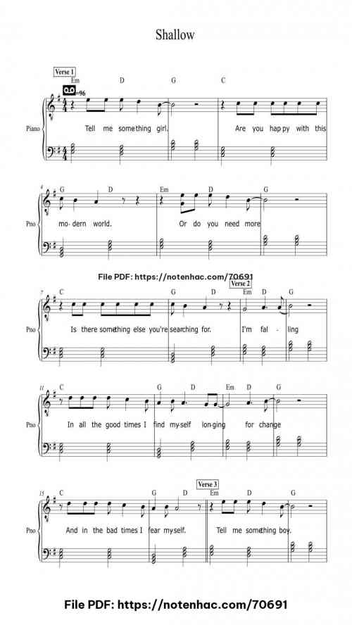 Shallow piano sheet music free pdf