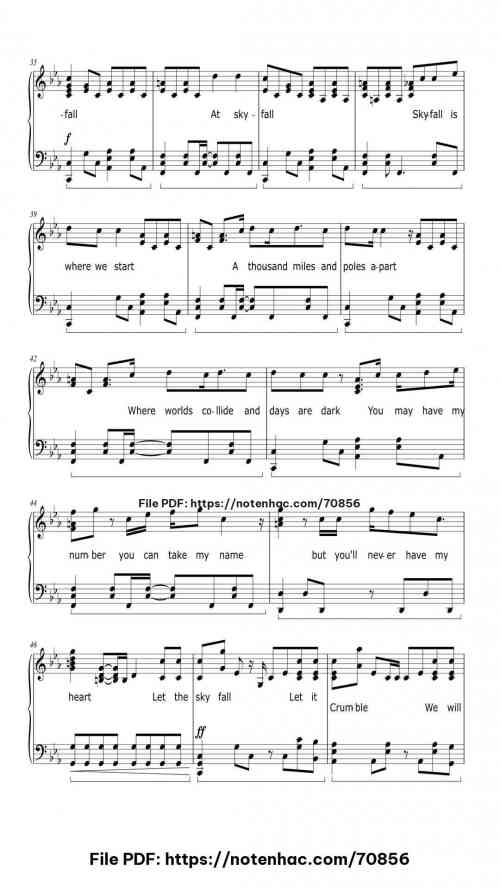 Skyfall piano sheet music free pdf