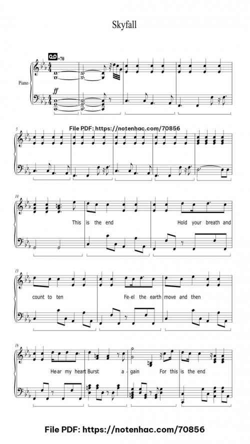Skyfall piano sheet music free pdf