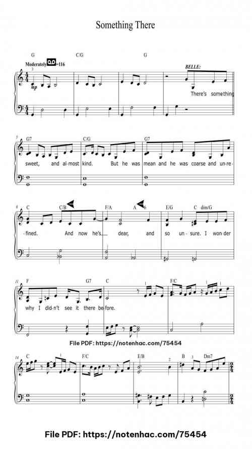Something There (from Beauty And The Beast) piano sheet music free pdf