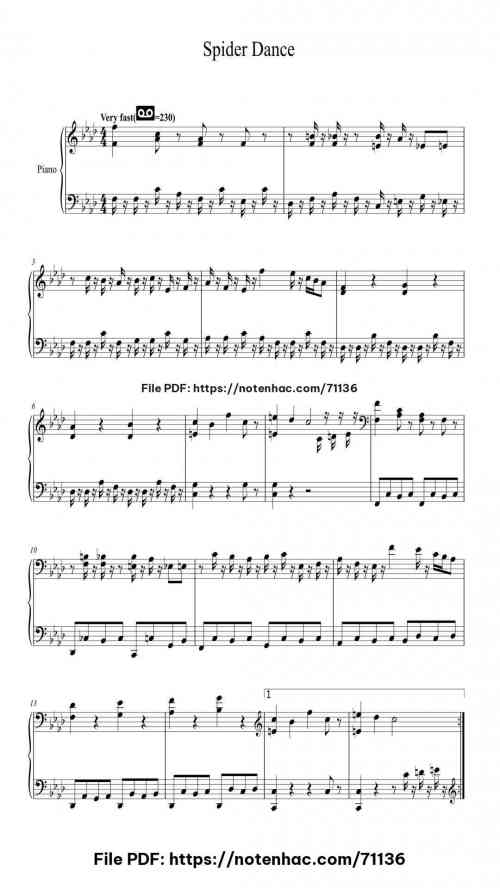 Spider Dance piano sheet music free pdf