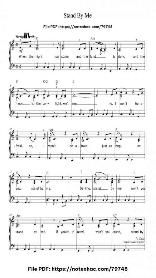 Stand By Me piano sheet music free pdf