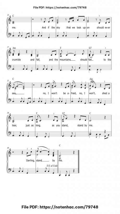 Stand By Me piano sheet music free pdf