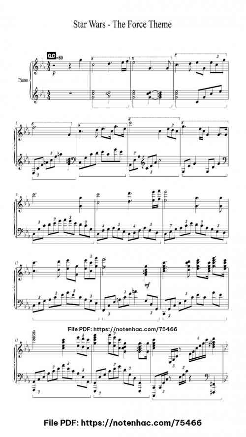 Star Wars - The Force Theme piano sheet music free pdf