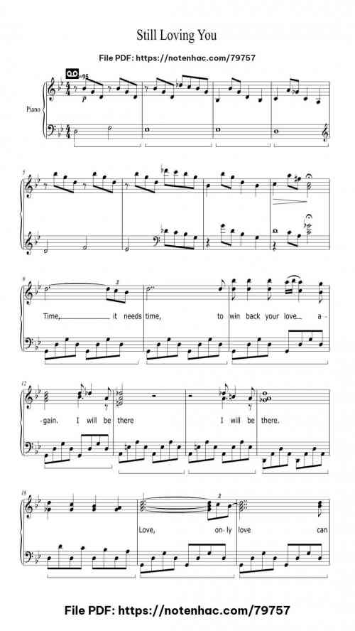 Still Loving You piano sheet music free pdf