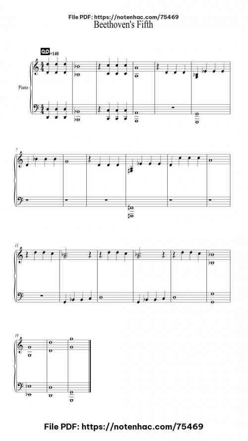 Symphony No. 5 in C Minor, Op. 67: I. Allegro con brio by Ludwig van Beethoven Level Beginner 2 Symphony No. 5 in C Minor, Op. 67: I. Allegro con brio piano sheet music free pdf