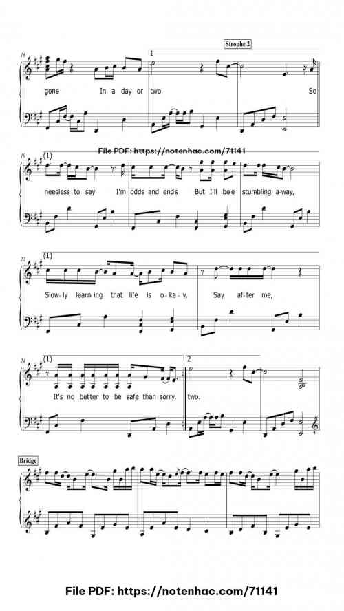 Take on Me piano sheet music free pdf