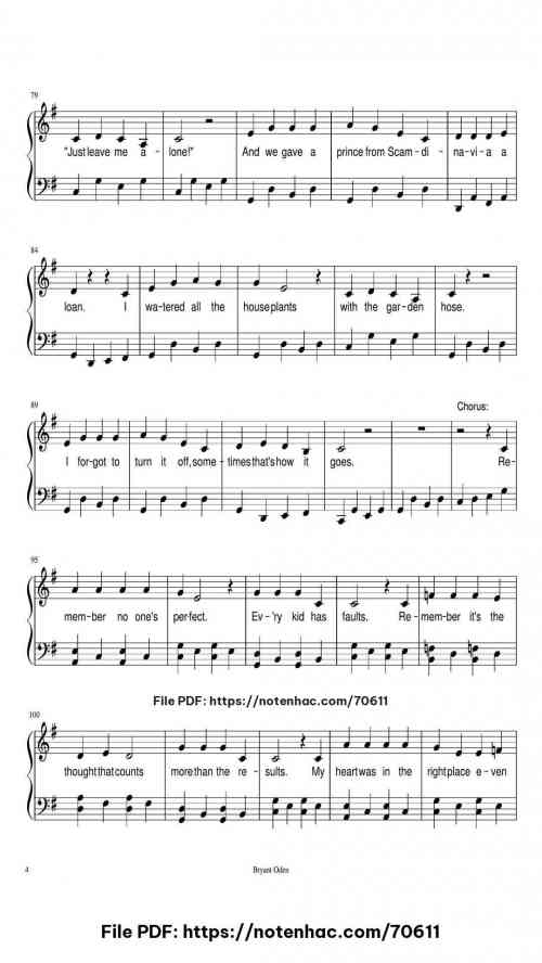 The Mother's Day Song piano sheet music free pdf