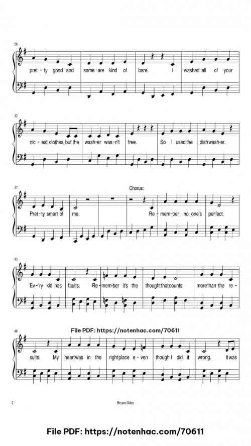 The Mother's Day Song piano sheet music free pdf