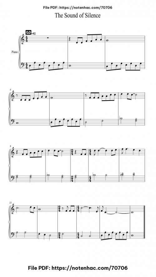 The Sound of Silence piano sheet music free pdf