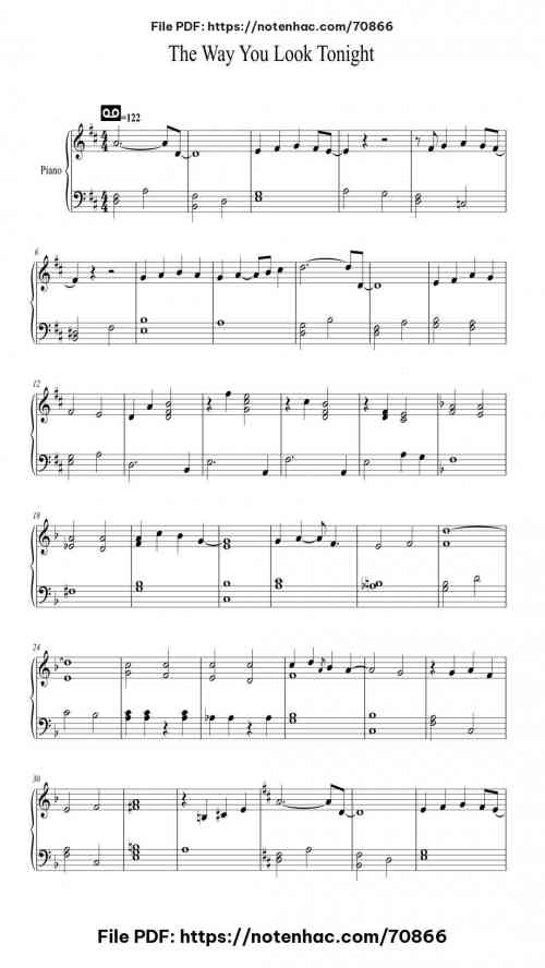 The Way You Look Tonight piano sheet music free pdf