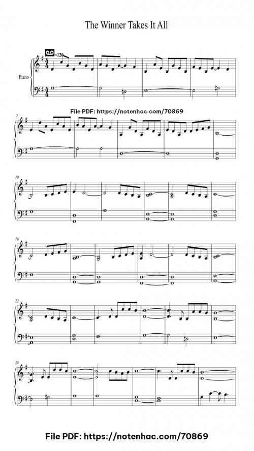 The Winner Takes It All piano sheet music free pdf
